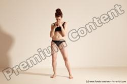 Underwear Martial art Woman White Moving poses Slim medium brown Dynamic poses Academic